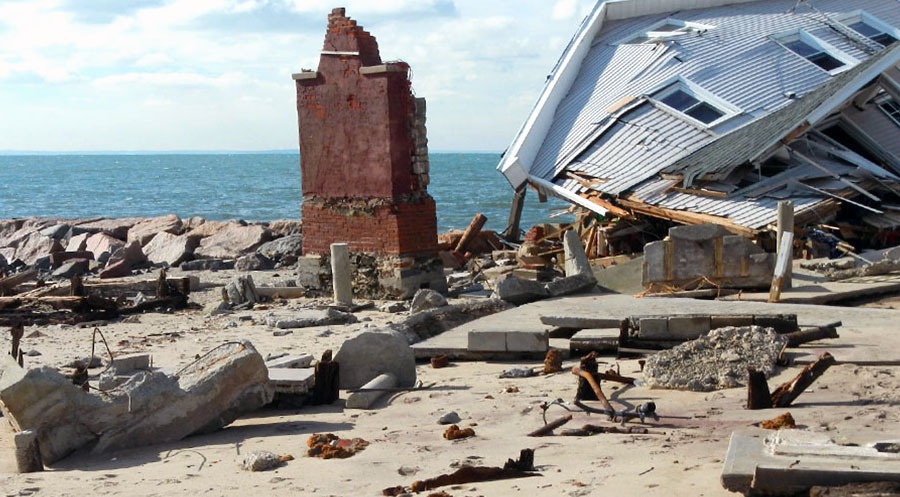 destroyed shoreline home